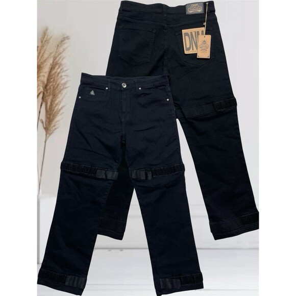 DNM Collection Men's  Slim Fit  Size 30 Black Stretch Jeans Hook & Loop Straps - Picture 1 of 15
